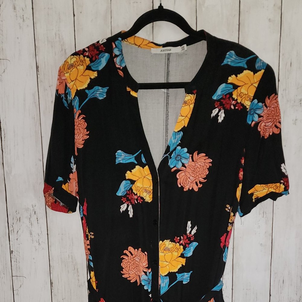 Black Floral button up Maxi dress